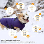 Large Dog Coat with Harness Built-in, Waterproof Reflective Fleece Lined - Warm Windproof Winter Jacket with Back Zipper, Cold Weather Snow Dog Coats - Purple - 3XL