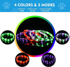 Lighted Dog Collar, Rechargeable Light Up Pet Collar, Waterproof LED Dog Collar Glow in The Dark, Make Pet Visible and Safety for Night Walking for Small Medium Large Dogs (Purple)