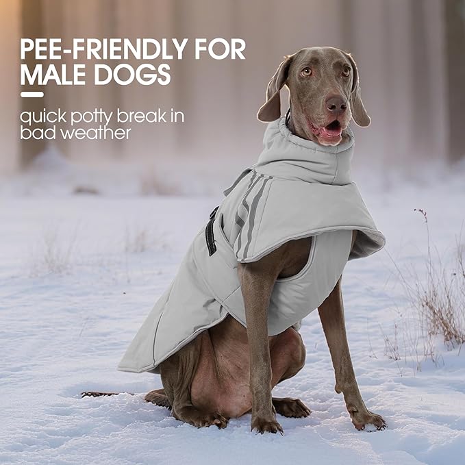 FUAMEY Dog Cold Weather Coats,Dog Winter Jackets for Medium Dogs Warm Dogs Coat with Reflective Strips Waterproof Pet Snowsuit Thick Paded Pets Vest for Boston Terrier French Bulldog Grey M