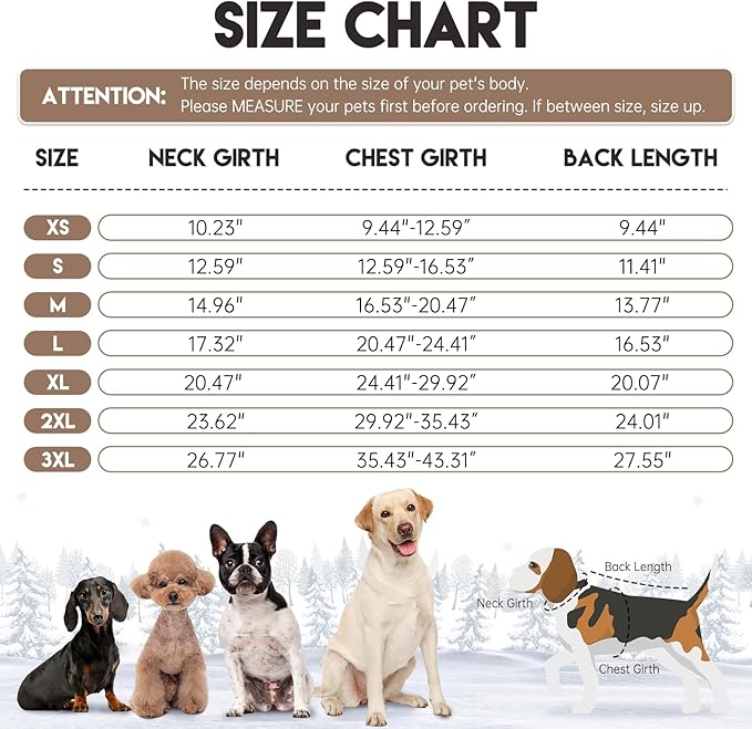 BRKURLEG Dog Winter Coat, Warm Dog Jackets for Small and Medium Large Dogs, Reflective Adjustable Pet Cold Weather Coats, Waterproof Windproof Dogs Snow Jacket Clothes Warm Vest (XL, Khaki)