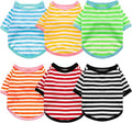 Geyoga 6 Pieces Dog Striped T-Shirt Cotton Breathable Pet Apparel Colorful Puppy Sweatshirt Clothes for Small to Medium Dogs Puppy(L)