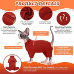 ROZKITCH Sphynx Cat Pajamas Christmas, Breathable Soft Cat Jumpers for Cats Only, Coat with Four Legs, Warm Sweater T-Shirt Pajamas Jumpsuit Vest Cornish Rex Devon Rex Peterbald Red XS