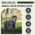 BRKURLEG Dog Raincoat with Harness for Small Dogs, Adjustable Waterproof Dog Rain Jacket, Reflective Rainproof Puppy 4 Legs Raincoat, Full Body Pet Rain Jacket, Dark Grey, M