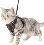 Cat Harness and Leash Set Escape Proof Tactical Small Kitten Harness Emotional Support Cat Vest, Brown, S