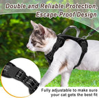 Cat Harness and Leash Set for Walking Escape Proof for Small Large cat Kitten Harness with ID tag Pocket (Black,S)