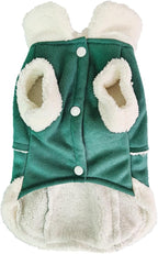 Jecikelon Bowtie Dog Cold Weather Coat Fleece Lining Warm Pet Puppy Turtleneck Dogs Winter Clothes for Small Dogs with D-Ring (Green, Medium)