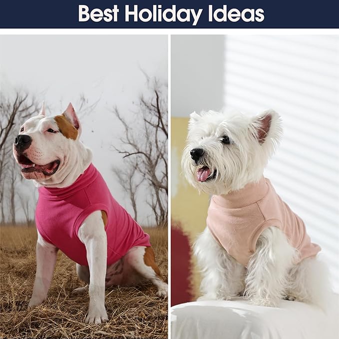 IECOii 2 Pack Dog Sweater Fleece, Warm Vest Coats for Labrador - Soft, Stretchy with Leash Hole, Fall/Winter Pullover Sweatshirt for Outdoor Playing (Size XL, Rose Red & Dusty Pink)