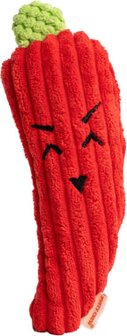 Squeaky Dog Plush Toy, Bite_Stick Collection, 8'', for Small and Medium Dogs (Red Chili)