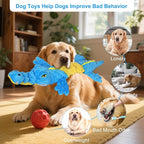 Dog Toys Cute Crocodile Squeaky Plush Pet Toy for Small to Large Breeds Interactive Chew Toy with Whistle & Crinkle Paper Tough Pet Toys for Aggressive Chewers and Puppies & Dog Lovers