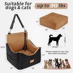 JOEJOY Elevated Dog Car Seat for Small/Medium Dogs up to 35 lbs, Memory Foam Pet Booster Seat with Detachable Washable Cover, Portable Travel-Safe Bed for Cars with Safety Belts and Storage Pockets