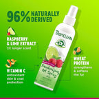 TropiClean Dog Perfume, Long Lasting Raspberry Lime Cologne, Deodorizing Spray for Smelly Dogs, After Bath Detangling Spray, Safe for Cats, 8oz.