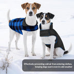 ASENKU Dog Winter Coat, Fleece Doggie Jacket Plaid Reversible Vest Waterproof Windproof Cold Weather Clothes for Small Medium Large Dogs (XS, Blue)