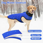 MIGOHI Lightweight Dog Coat, Windproof Dog Jacket, Puffer Jacket for Large Dogs, Padded Vest with Reflective Strips, Warm Snow Vest in Cold Weather, Easy On Hook & Loop Belly, Blue, 3XL