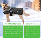 Joyride Harness FrostFlex Dog Winter Jacket - Fleece Lined & Water-Resistant - Snowsuit with Pockets for Treats & Poop Bags - Durable Cold Weather Dog Coat - Black Onyx-L