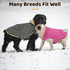 Queenmore Dog Winter Coat - Fleece Jacket, Waterproof Cold Weather Clothes, Thick Warm Cotton Padding, Easy On Storage Pockets (Pink, X-Large)