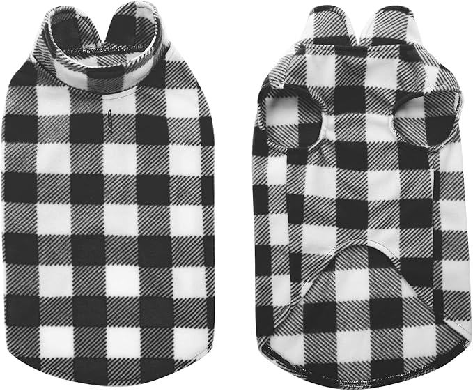 Kama Bridal Dog Spring Autumn Winter Coat Pullover Fleece Vest for Cats & Dogs - Thin Sweater, Black & White Plaid (Black, XXS)