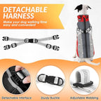 SlowTon Dog Jacket with Harness Built in - Waterproof Fleece Winter Warm Dog Coats for Small Medium Dogs, Reflective Adjustable Furry Puppy Vest Clothes for Outdoor Walking (Red & Black,XS)