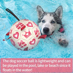 QDAN Pink Dog Toys Soccer Ball with Straps, Interactive Tug of War Toy, Puppy Birthday Gifts, Water Toy, Durable Dog Balls for Medium Large, Valentines Gift (8 Inch)