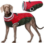 FUAMEY Dog Coat for Large Dogs,Waterproof Dog Winter Jacket with Harness Built in Puppy Cold Weather Coats Reflective Pet Vest with Zipper Warm Fleece Dogs Snowsuit Windproof Christmas XXL