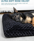 KSIIA Washable Dog Bed Anti-Slip Dog Crate Beds Deluxe Plush Kennel Pad Comfy Pet Sleeping Mat for Large Dogs, 35" x 23", Black