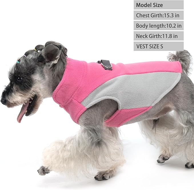 KOOLTAIL Small Dog Sweater - Dog Fleece Vest Jacket with Leash D-Ring for Small Medium Dogs, Soft Pullover Winter Warm Cold Weather Coats, Pet Fall Clothes Outfit for Puppy Cat Boys & Girls, Pink M