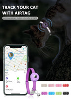 Apple AirTag Cat Collar, GPS Tracker Kitten Collar with Reflective Breakaway Holder and Bell, Lightweight for Cats & Kittens (Purple)