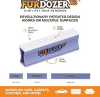 FurDozer Pet Hair Remover & Auto Detailing Tools - Cat & Dog Hair Remover for Carpets, Car Interiors, Couches, Bedding, & Pet Furniture (Purple, (2 Pack) - X3 PRO)