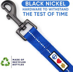 Pawtitas 6 FT Recycled Dog Leash with Reflective Stitched Thread Stitched on Side| Small Reflective Dog Leash Made from Plastic Bottles Collected from Oceans – Blue 6 ft Dog Leash