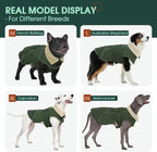 Kuoser Super-Warm Dog Coat, Windproof Cold Weather Coats for Extra Large Dogs, Fleece Lining Turtleneck Dog Snow Jacket with Reflective Strips Thermal Pet Winter Clothes, Green 2XL