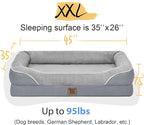 Washable Orthopedic Large Dog Bed - Extra Large Dog Beds with Bolsters Removable Orthopedic Foam Support Dogs Bed Waterproof Cover Non-Slip Bottom Pet Beds