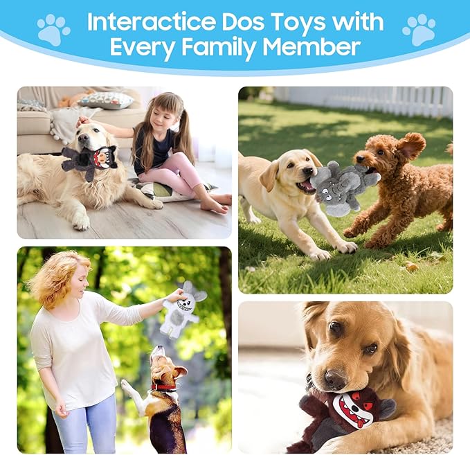 Bzonsmart Dog Squeaky Toys.5 Pack Crinkle Value Bundle .Soft Non-Shedding Puppy Toys & Self-Play Teething Toy for Dogs, Cute Pet Supplies .Dog Toys for Chewers, Small, Medium & Large Dogs