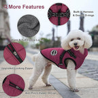 Warm Dog Winter Coat, Fashion Pet Cold Weather Jacket with Built-in Harness, Reflective & Adjustable Comfortable Pet Vest, Windproof Apparel for Small Medium Large Dogs (Purple)