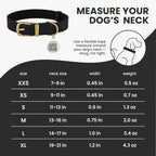 BRONZEDOG Leather Dog Collar with QR ID Tag Basic Pet Collars for Small Mini Dogs Cats Puppies (7-9 Inch (Pack of 1), Black & Gold Buckle)
