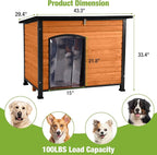GUTINNEEN Outdoor Dog House with Insulated Liner,Durable Waterproof Puppy Shelter for Small & Medium & Large Dogs,Indoor Wooden Dog Kennel for Winter,Cozy Design(Brown)