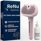 Fresh Fur Shower Brush, 3-in-1 Self-Cleaning Steamy Pet Brush for Dogs & Cats – Grooming Tool for Long & Short Hair, Removes Loose Hair and Reduces Shedding (Pink)