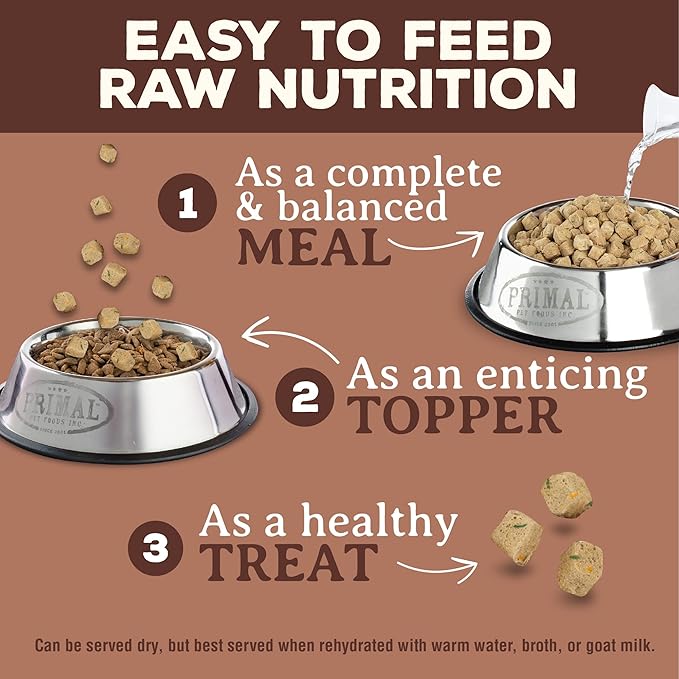 Primal Freeze Dried Dog Food, Pronto Mini Nuggets, Pork; Scoop & Serve, Complete & Balanced Meal; Also Use As Topper or Treat; Premium, Healthy, Grain Free, High Protein Raw Dog Food (7 oz)