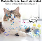 Interactive Cat Toys for Indoor Cats, Automatic Motion Toy in Pouch, Activated Fast Rolling Ball in Play Mat, Hide and Seek Mouse Catching Game with Chirping, LED Light, Auto On/Off (Grey)