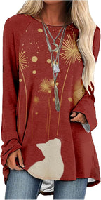 MARSVOVO Women Novelty Graphic Plus Size Sweater Crewneck Long Sleeve Cute Printed Loose Fit Casual Fall Sweaters Top