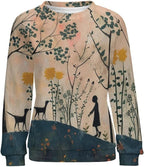 Long Sleeve Shirts for Women Cat Oil Painting Shirt 3D Graphic Sweatshirts Fall Pullover Crewneck Vintage Boho Tops