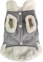 Jecikelon Bowtie Dog Cold Weather Coat Fleece Lining Warm Pet Puppy Turtleneck Dogs Winter Clothes for Small Dogs with D-Ring (Gray, Small)