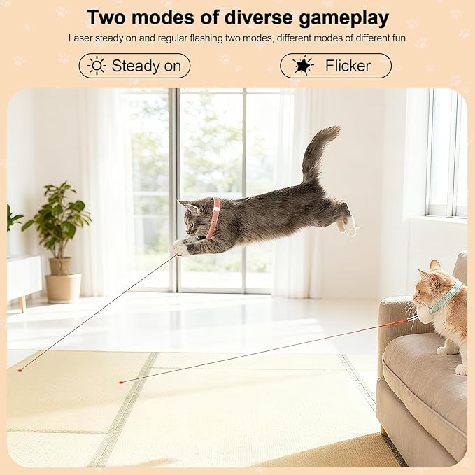 Walfront Cat Toys, Interactive Laser Cat Toys for Indoor Cats, USB Rechargeable Kitten Toy, Adjustable 9.1–13.4"(23-34cm), 2 Models & 41°Adjust Angle, Automatic Cat Toy for Chase Fun Play Exercise