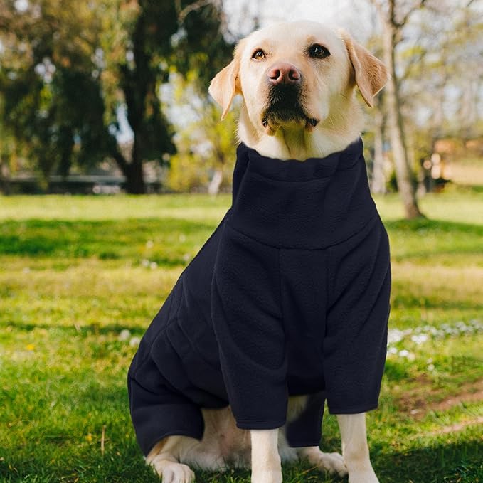 ROZKITCH Dog Fleece Pajamas, Pet Windproof Warm Cold Weather Jacket Vest Cozy Jumpsuit Apparel Outfit Clothes for Small Dog Walking Hiking Sleep Blue XS