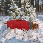 Kuoser Extra Warm Windproof Dog Cold Weather Coat, Fleece Lined Turtleneck Christmas Dog Jacket, Quilted Pet Winter Snowsuit Thermal Clothes with Reflective Adjustable Straps, Red L