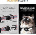 Airtag Cat Collar Breakaway, Odokele Reflective Cats Collars with Apple Air Tag Holder for Kitten, Cat GPS Tracker Adjustable Collars with Safety Quick Release Buckle for Kitties and Puppies - Pink