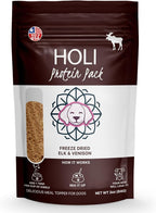 HOLI Freeze Dried Elk and Venison Dog Food Topper - 96% Meat, Wild Caught Free Range - Freeze Dried Dog Food Flavor Enhancer for Picky Dogs – 100% All Natural - 6oz