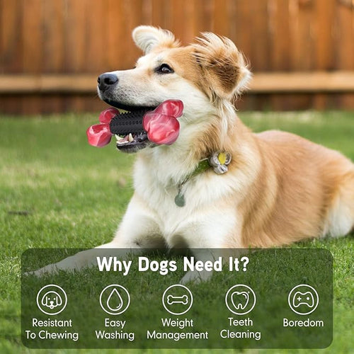 Apasiri Tough Dog Toys for Aggressive Chewers Large Breed, Dog Chew Bone with Bacon Flavor, Nylon & Rubber Chew Toy for Medium Large Dogs