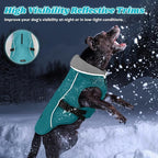 EMUST Dog Winter Coat, Thick Windproof Pet Jacket Winter, Pet Cold Weather Coats for Small/Medium/Large Dog, Turquoise, XXL