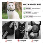 Airtag Cat Collar Breakaway, Cat Collar with Airtag Holder with Bells and Bowtie for Girl Boy Cats, Lightweight Adjustable Kitten Plaid Collars GPS Tracker Holder for Small Dogs Pets, Black