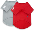 Koneseve Dog Shirt Breathable Cotton Stretchy Tee for Small Pets 2-Pack Sunny Red & Smoky Blue XS