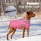 FUAMEY Dog Coat for Small Dogs,Waterproof Dog Winter Jacket with Harness Built in Puppy Cold Weather Coats Reflective Pet Vest with Zipper Warm Fleece Dogs Snowsuit Windproof Rose Plaid XS